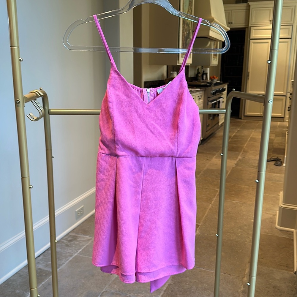 American Threads Pink Bow Back Romper, M